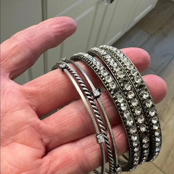 Silver Multi-Style Stackable Bangle Sets - Picture 7 of 10